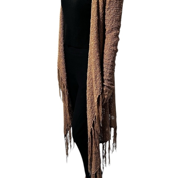Fringed Tan Cardigan excellent for adding to your l outfits. - Picture 8 of 13
